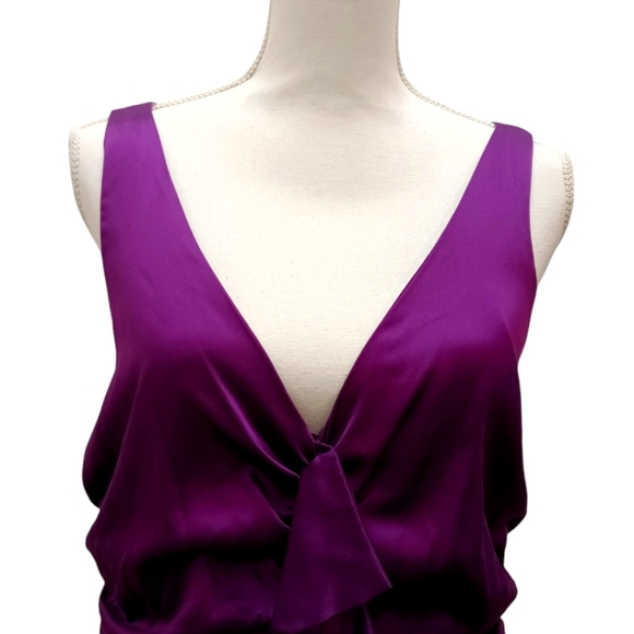 Nicole Miller Collection purple silk fitted rouched Cocktail dress. Size 12 - Picture 3 of 7